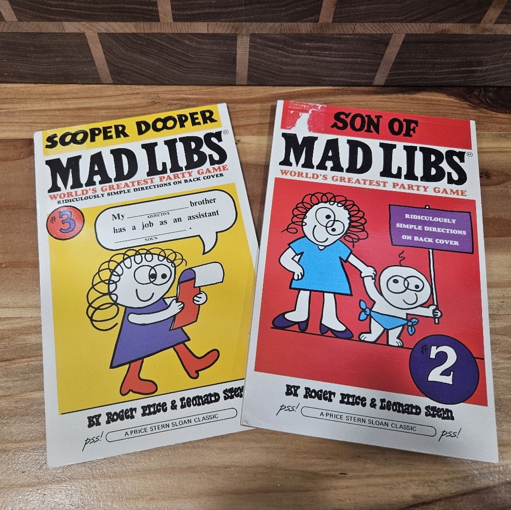 Vintage 1988 Scooper Dooper & Son of Mad Libs Never Been Used Word Game Books